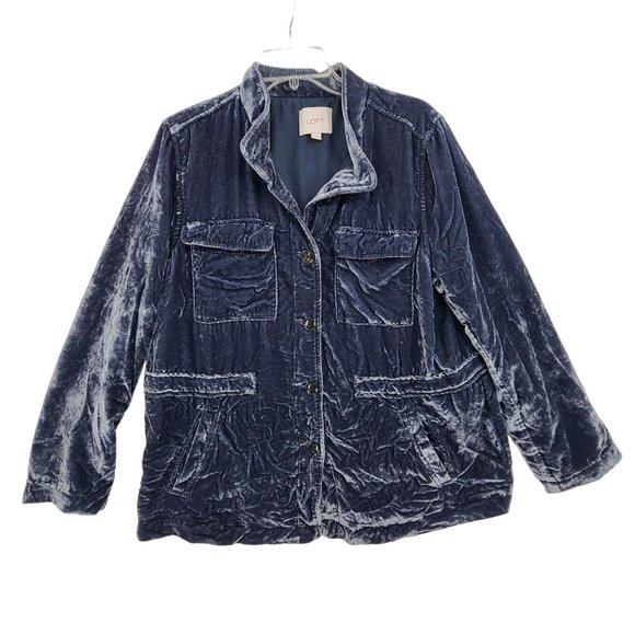 LOFT Jackets & Blazers - Loft velvet cargo style blazer blue- gray Size L